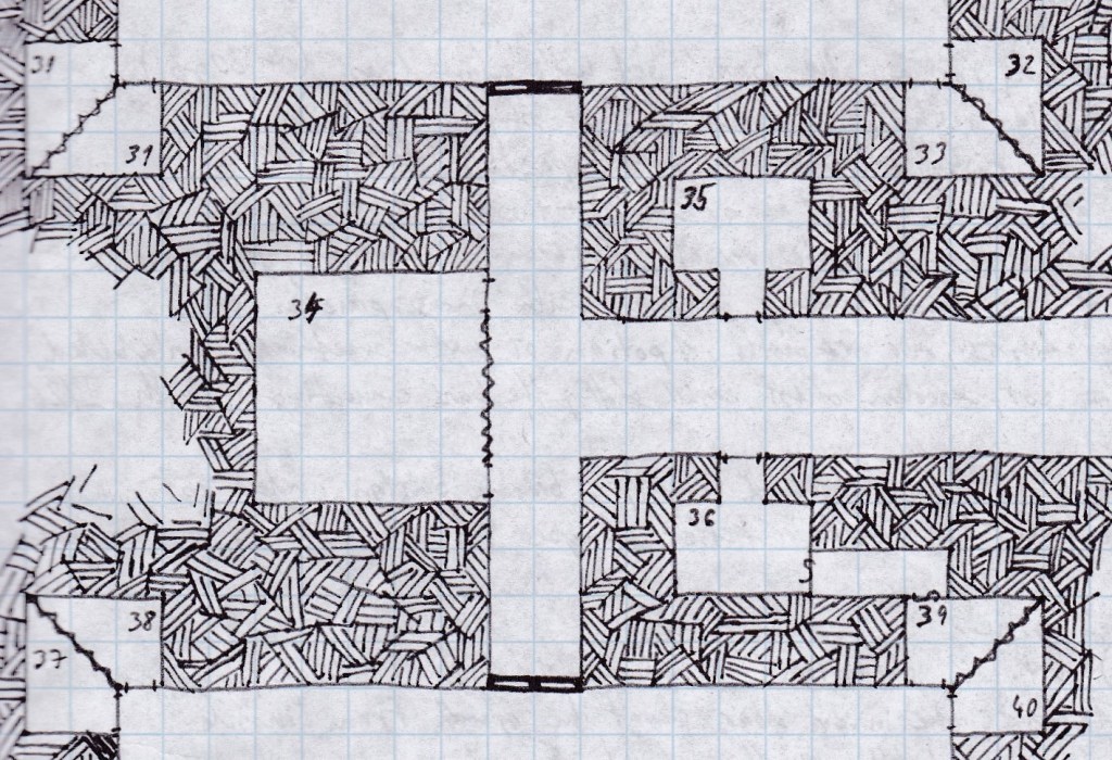 Rooms 30 to 40 are pictured here, along with a corridor leading eastwards